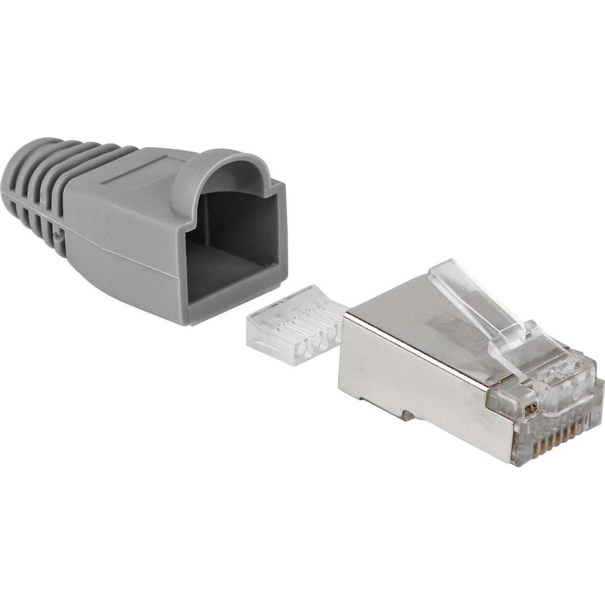 Cat 5e modulært RJ45-stik + gennemføring - Allteq