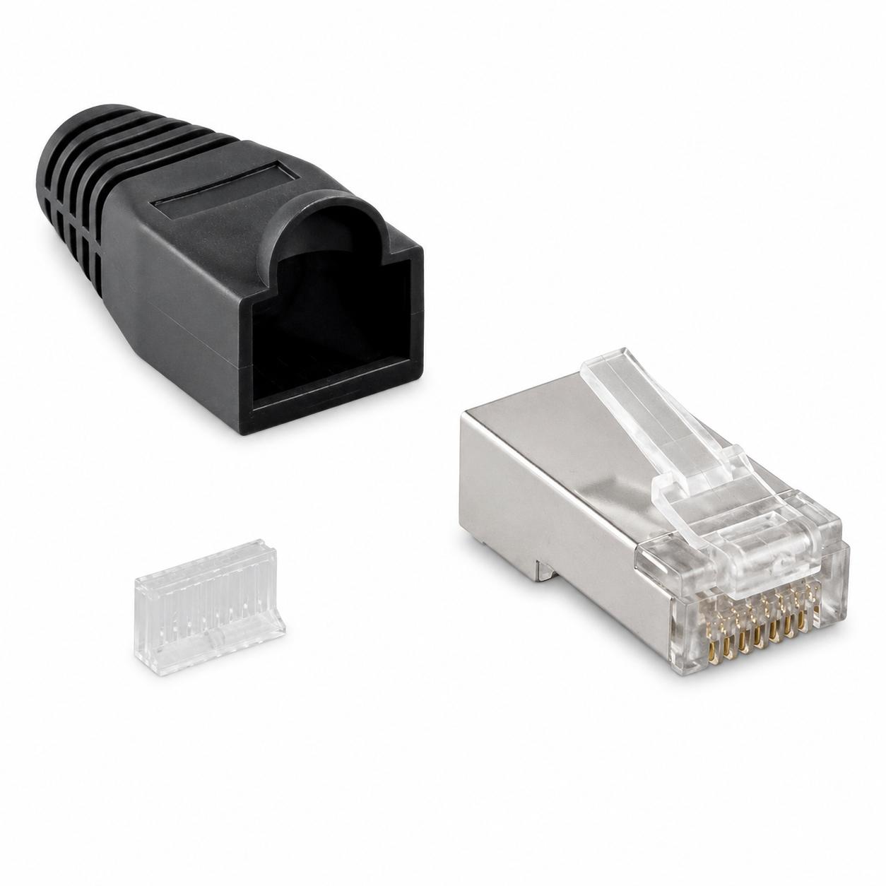 Cat 5e modulært RJ45-stik + gennemføring - Allteq
