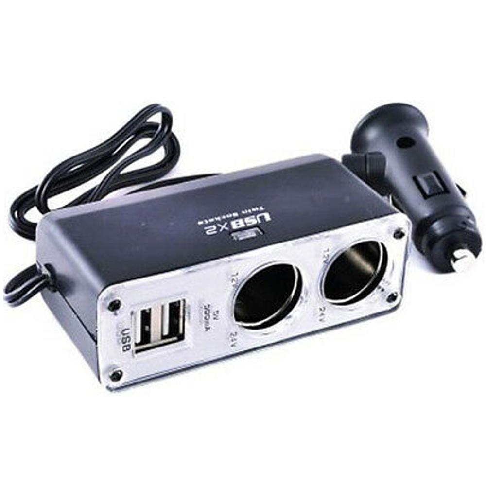 Splitter til cigarettænder - USB - 12 / 24 Volt