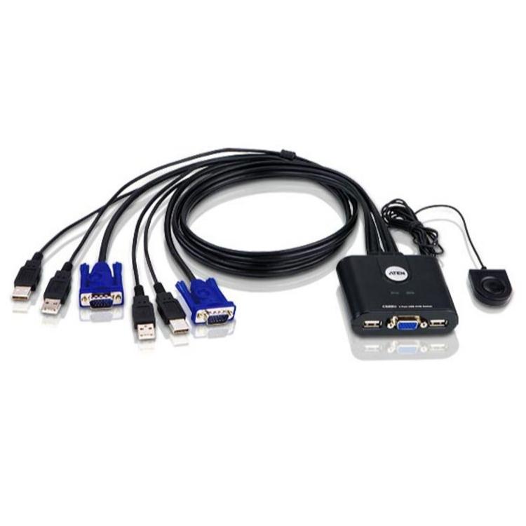 VGA KVM-switch til 2 computere med monitor, tastatur og mus – Aten
