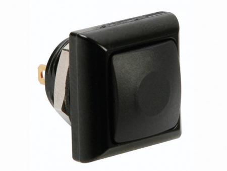 FIRKANRET METALKNAP med sort Hætte 1P SPST OFF (ON) - HQ Products