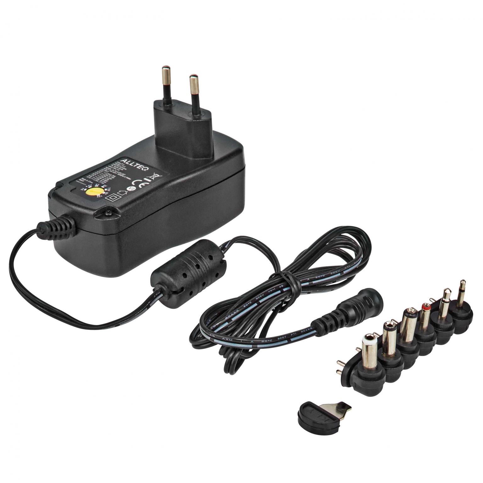 Universel AC/DC adapter - , 3.5x1.35, 3.5x2.1, 5.0x2.1, 5.5x1.5, 5.5x2.5