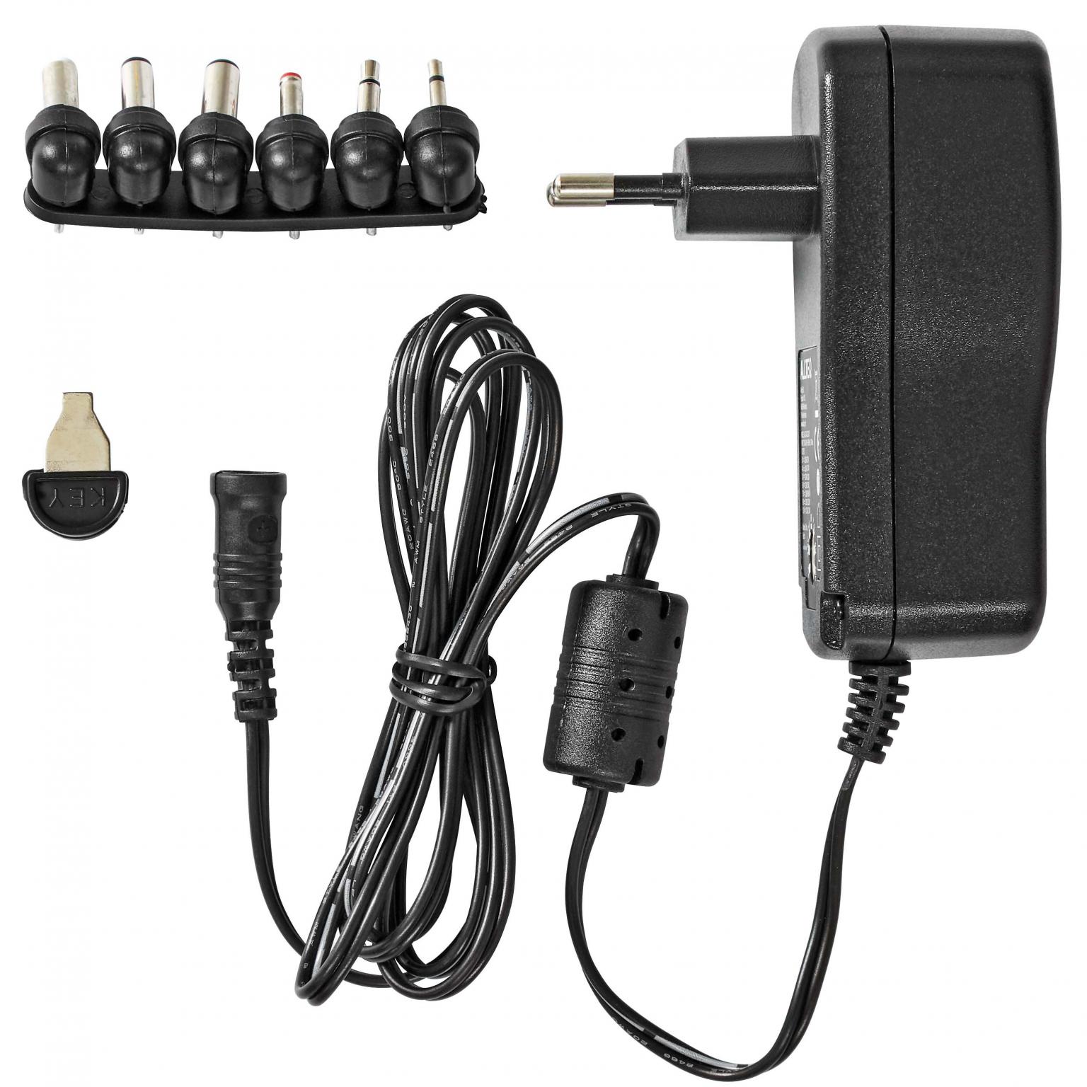 Universel AC/DC adapter - , 3.5x1.35, 3.5x2.1, 5.0x2.1, 5.5x1.5, 5.5x2.5