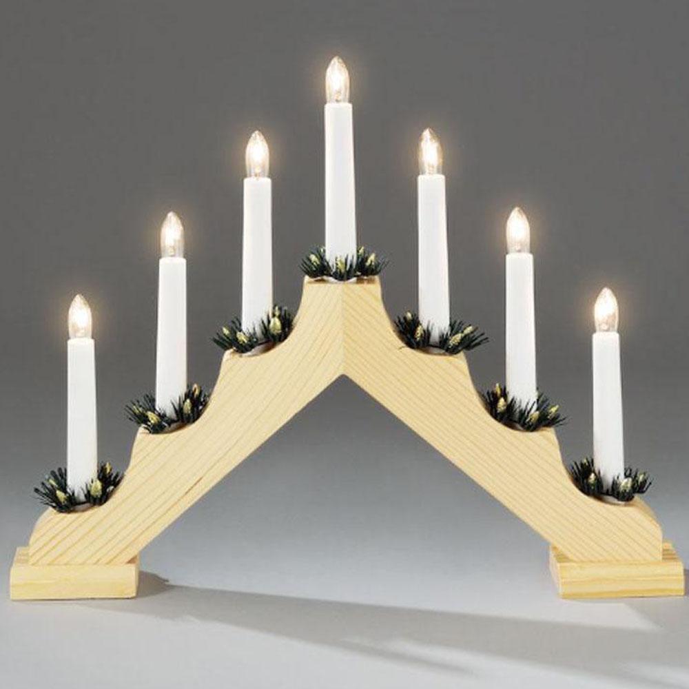 Julekandelaber - indendørs julelys - 7 lys - 30 x 38 cm - varm hvid