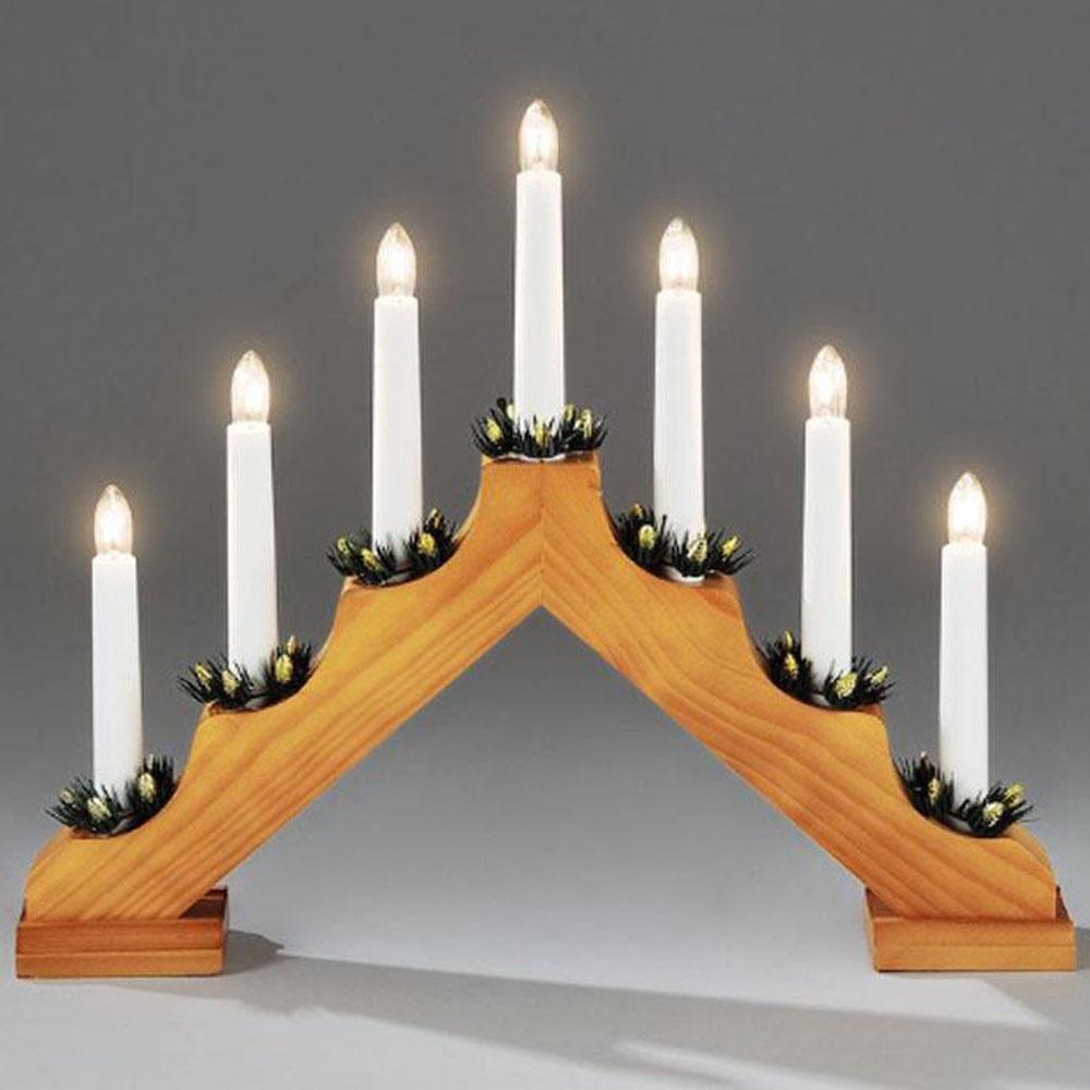 Julekandelaber - indendørs julelys - 7 lys - 30 x 38 cm - varm hvid