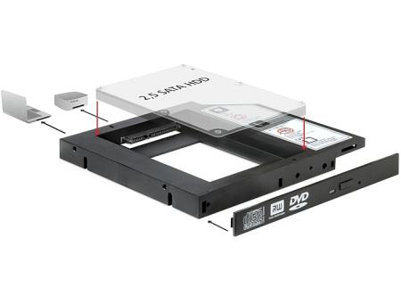 Slank SATA monteringsramme 5 ¼ til 2 ½ SATA HDD - Delock