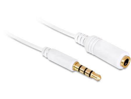 Hovetledning 3,5mm ST/BU 4Pin iPhone 5,0m hvid Delock - Delock