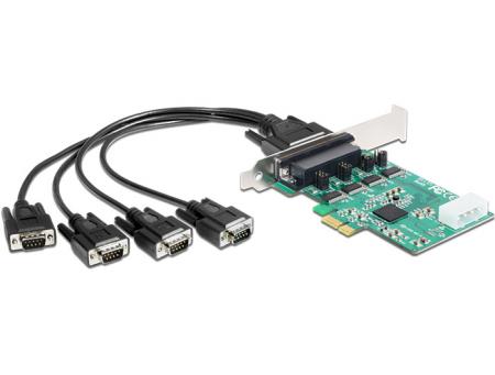 PCIe Seriell 4x RS 232 High Speed 921K Strømforsyning - Delock
