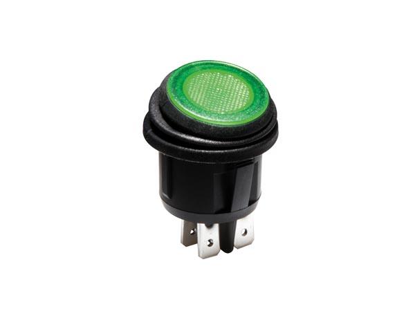 BELYST VIPPESKIFTER GRØN LED 12 V 2P DPST / TIL/FRA - HQ Products