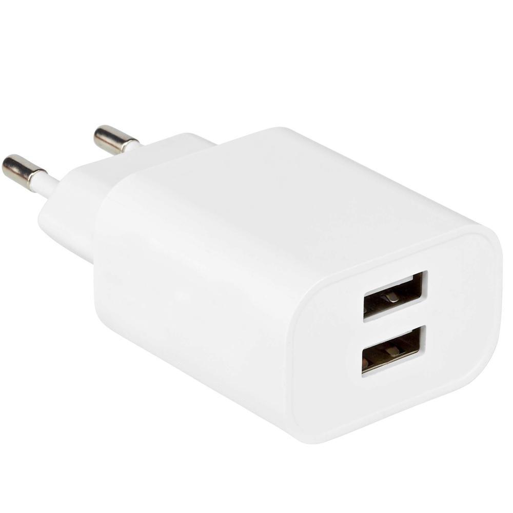 USB-oplader - adapter - 2x USB - hvid