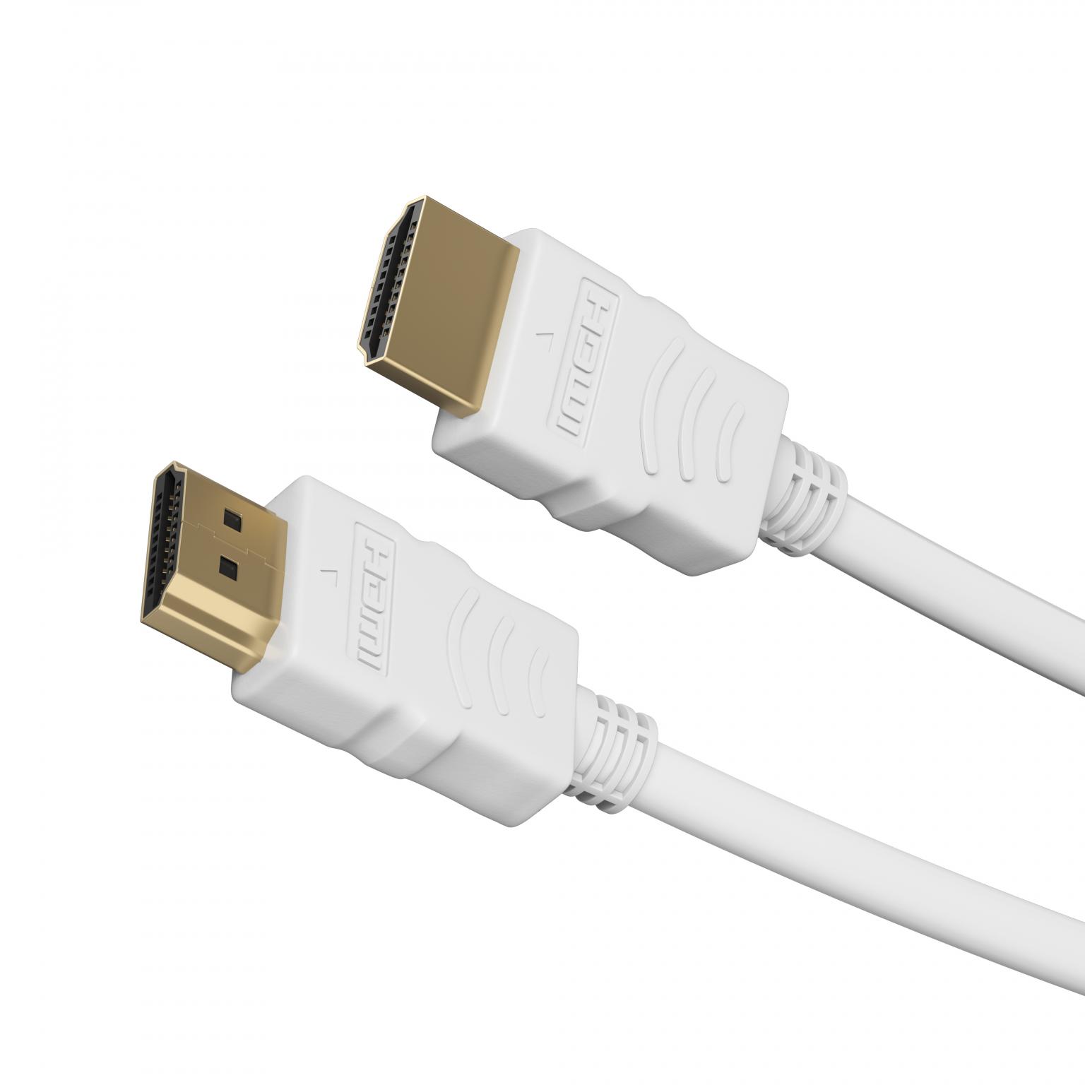 HDMI 1.4-kabel - 3 meter - Guldbelagt - Høj hastighed - 10,2 Gbps - Full HD 1080p - 3D - 4K@30 Hz - ARC - Hvid