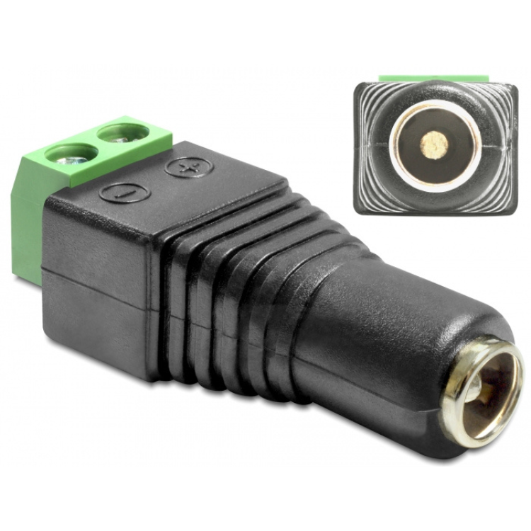 DC strømforsyning klemblok 5,5 × 2,5 mm – hun
