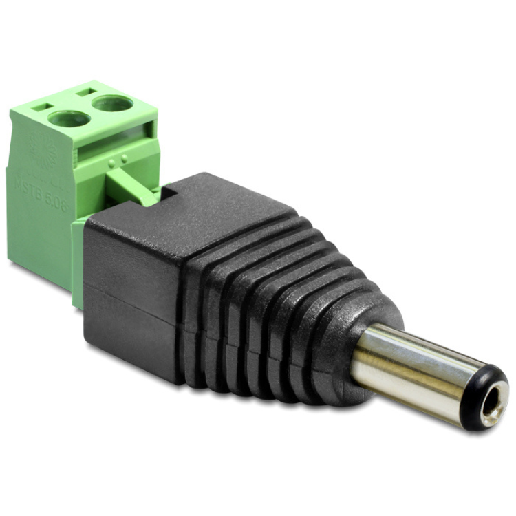 Delock Adapter DC 2,5 x 5,5 mm stik > klemmeblok 2-polet 2-delt - Delock