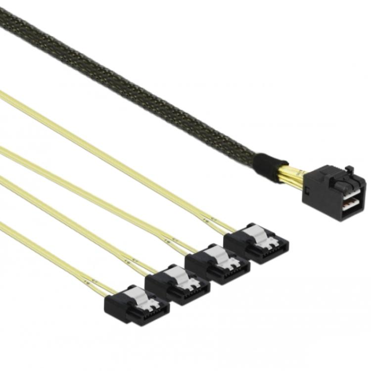 Delock-kabel Mini SAS HD x 4 SFF 8643 han > 4 x SATA 7 Pin hun 1 m