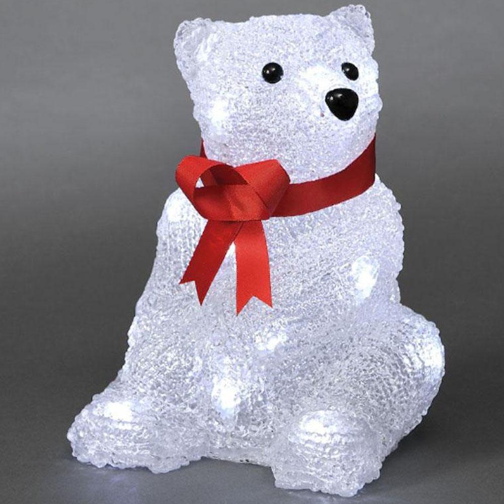 Isbjørn - led-julelys indendørs - 24 lys - 14 x 18 cm - kold hvid