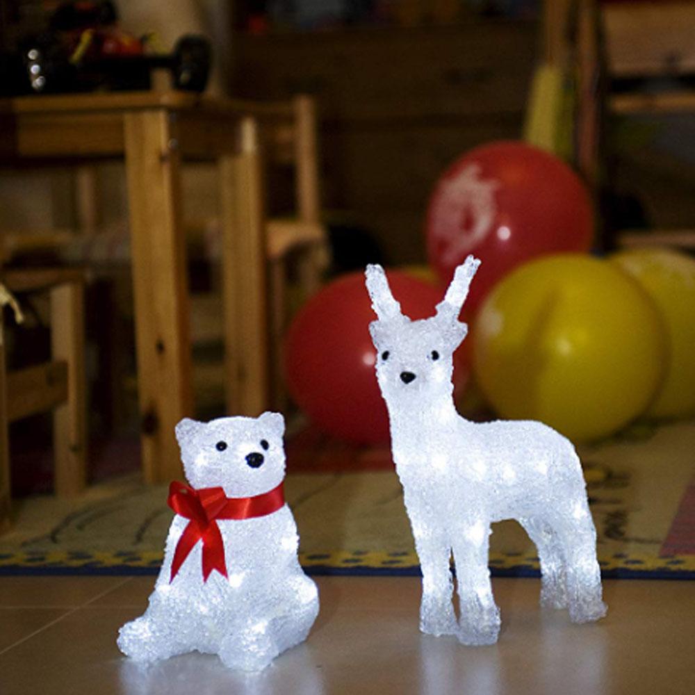 Isbjørn - led-julelys indendørs - 24 lys - 14 x 18 cm - kold hvid