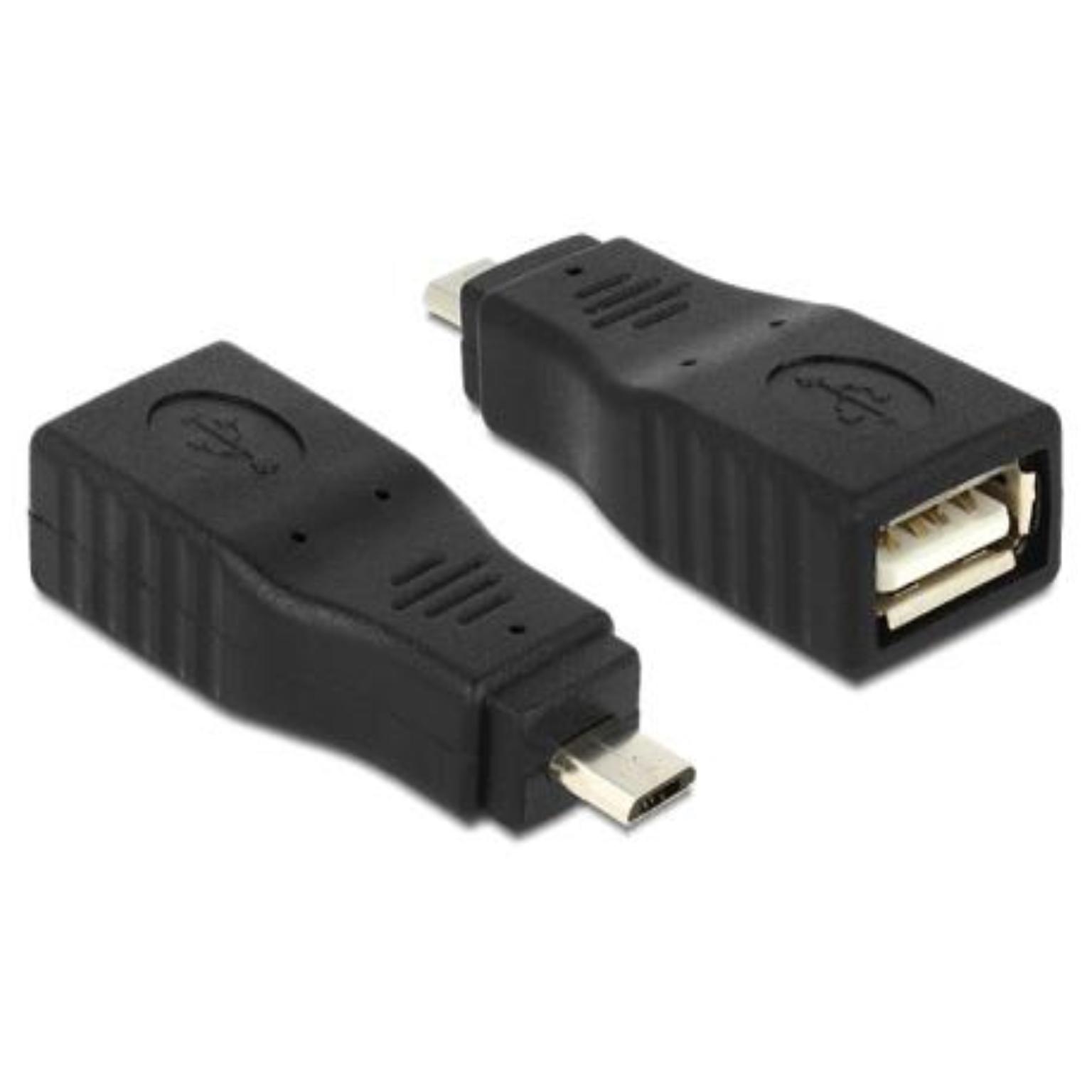 Delock Adapter USB Micro B Stik > USB 2.0 Stik OTG fuldt afskærmet