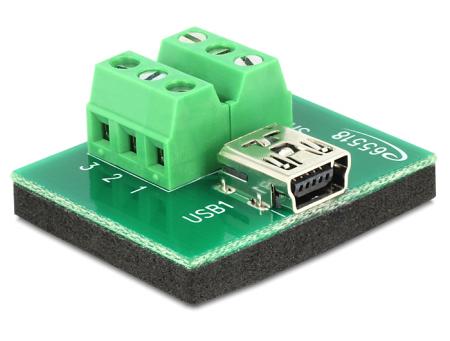 Adapter Mini USB Hun > Klemme Bblock 6 Pin - Delock