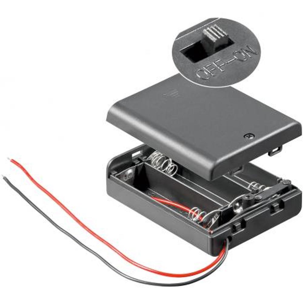 AA batteriholder med tilslutningsledninger til elektronikprojekter