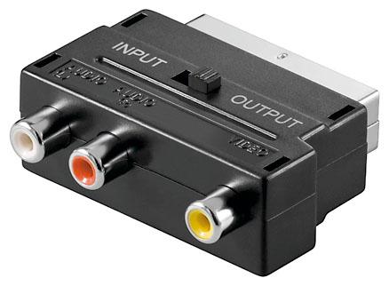 Scart-stik med IN/OUT-kontakt > 3 x RCA-stik