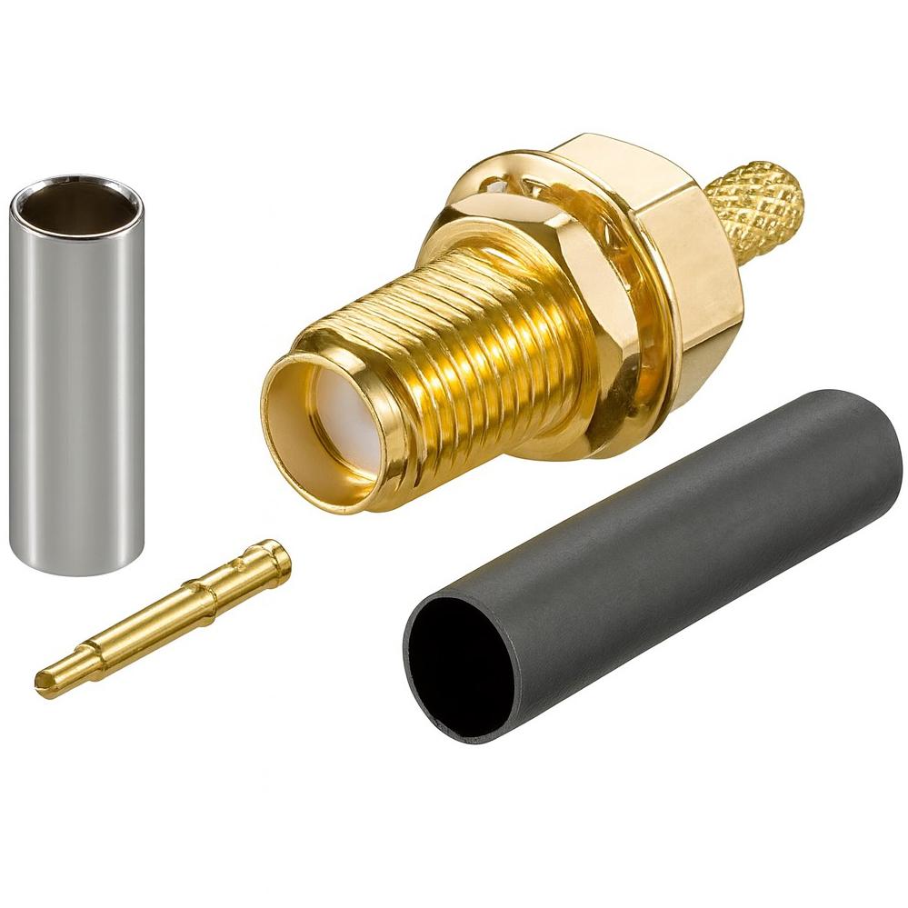 RP-SMA stik female – krymp/lodning – 50 Ohm
