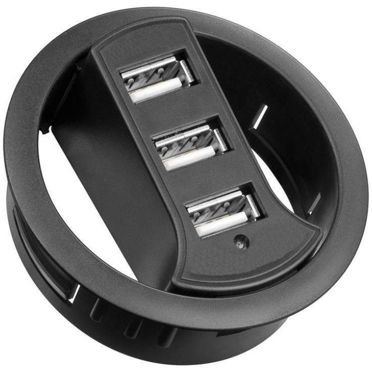 3-port USB-hub indbygget i bordet