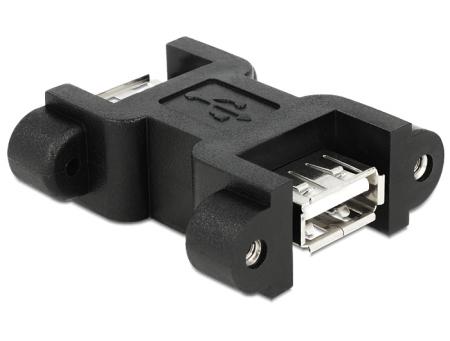 Delock Adapter USB 2.0 Type A Hun > USB Type A Hun med gevindmøtrikker - Delock