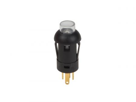 TRYKKNAP MINIATUR RUND SPST (TIL/FRA) 1P MED KABLER GUL LED - Toolland