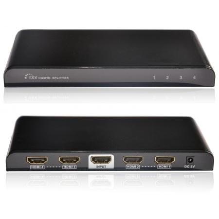 HDMI-splitter - 4 porte - med forstærker
