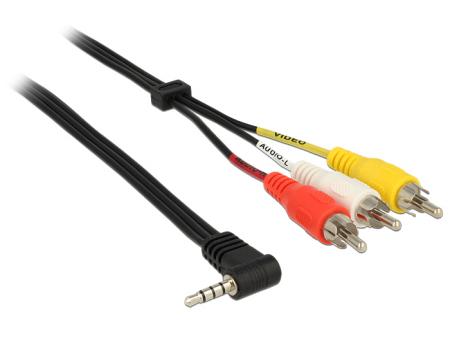 Delock Kabel Jack 3,5 mm 4-polet stik gevinklet > 3 x RCA stik 1,5 - Delock