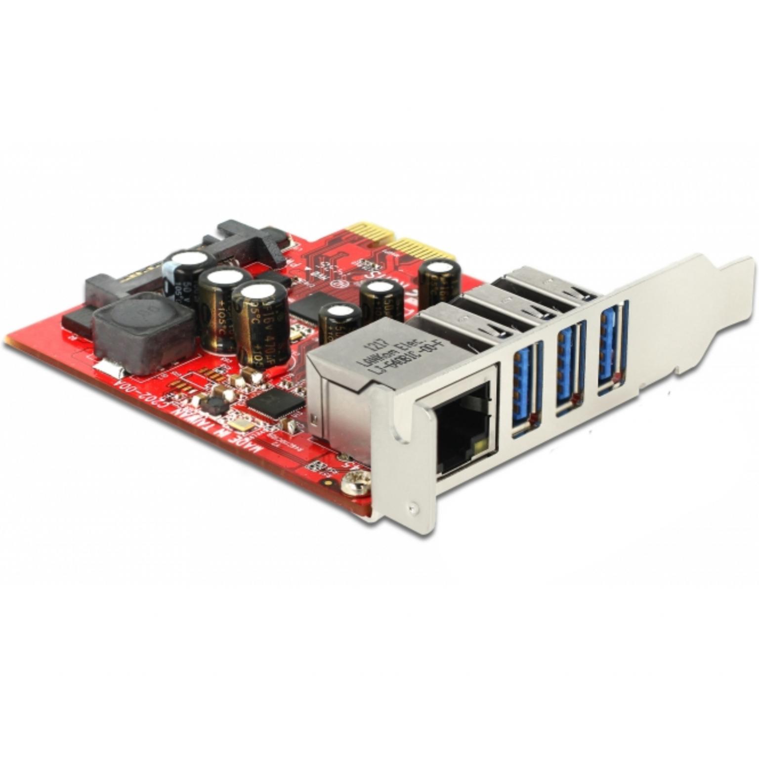 Delock PCI Express Karte > 3 x ekstern USB 3.0 + 1 x ekstern Gigabit LA
