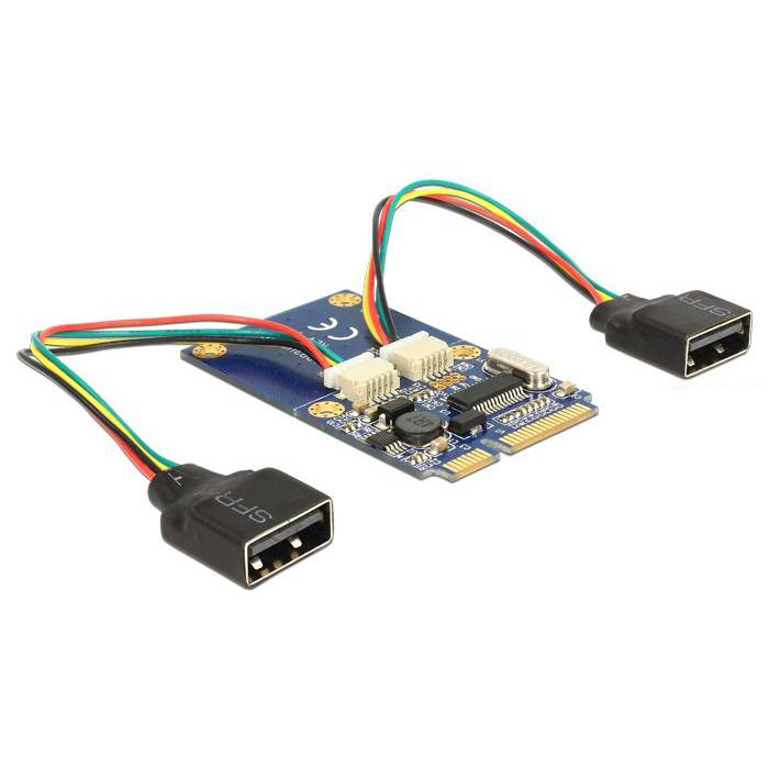 Delock Modul MiniPCIe I/O fuld størrelse 2 x USB 2.0 type A stik - Delock
