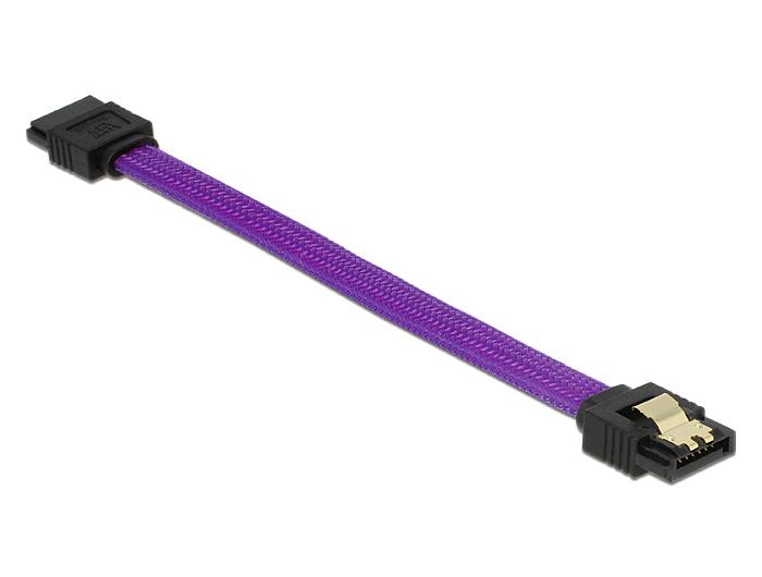 Delock SATA Kabel 6 Gb/s 10 cm lige / lige Metal lilla Premium - Delock