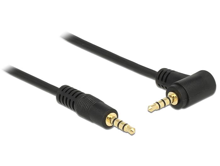 Delock Kabel Jack 3,5 mm 4-polet stik > stik vinklet 2 m sort - Delock