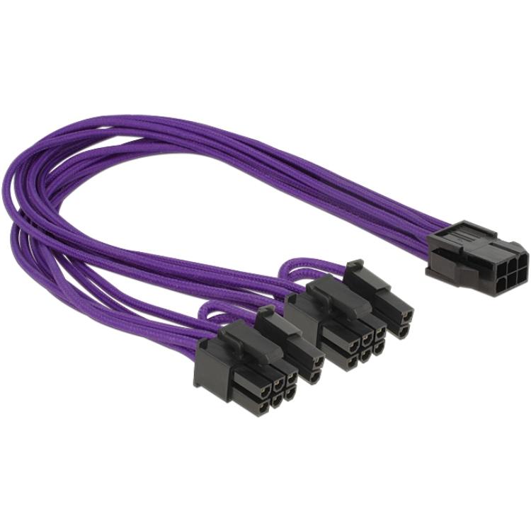 Delock Strømkabel PCI Express 6 Pin Hun > 2 x 8 Pin Stik violet