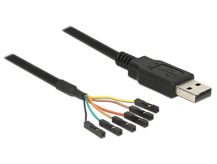 Delock Kabel USB Stik > TTL 6-Pin Pin Header Hunkontakt enkelt 1,8 m (3,3 V - Delock