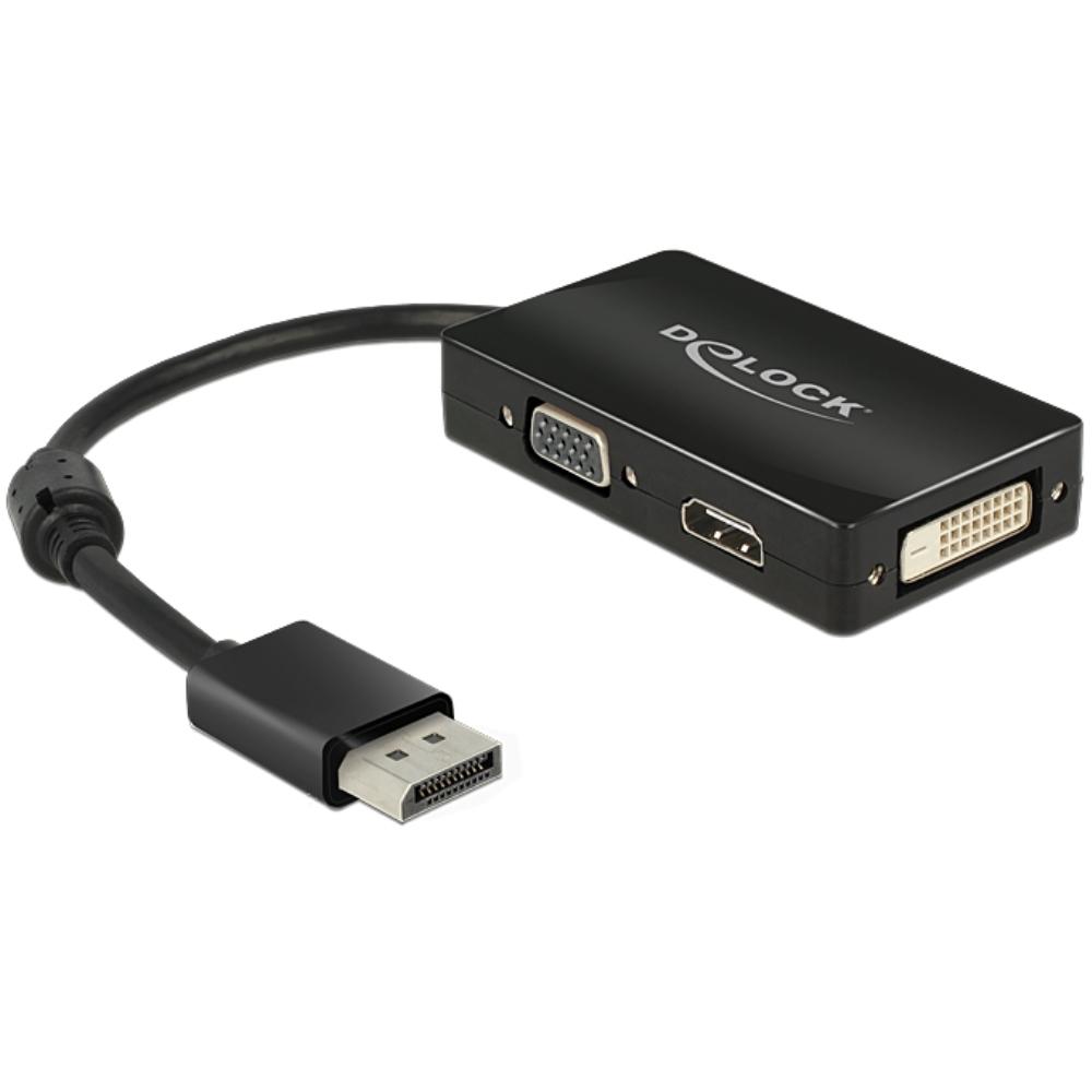 DisplayPort til VGA/DVI/HDMI-adapter - 0,25 m - Delock