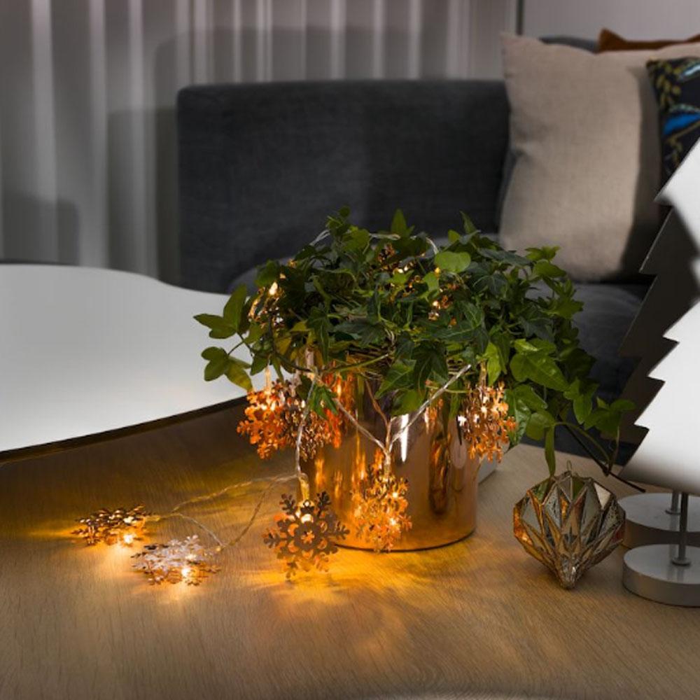Lysguirlande - led-julelys indendørs - 10 lys - 0,9 meter - varm hvid - 3x AA