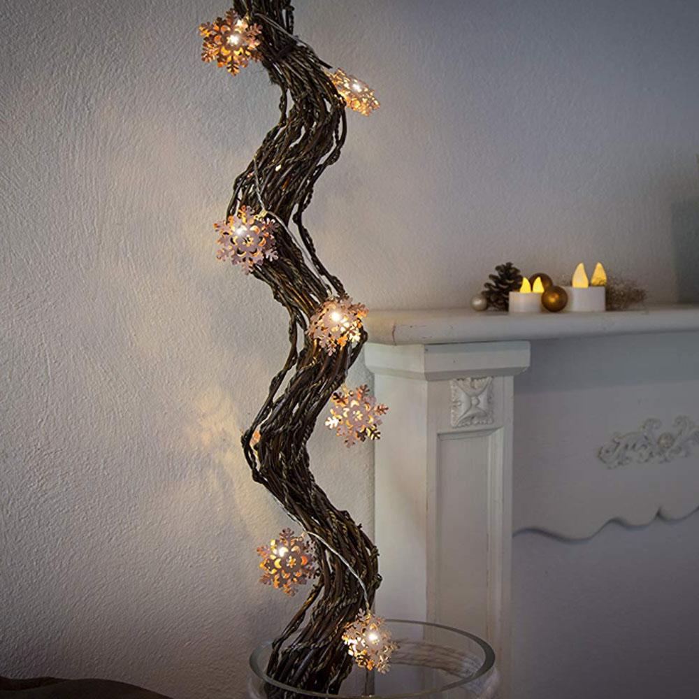 Lysguirlande - led-julelys - 10 lys - 0,9 meter - varm hvid - 3x AA