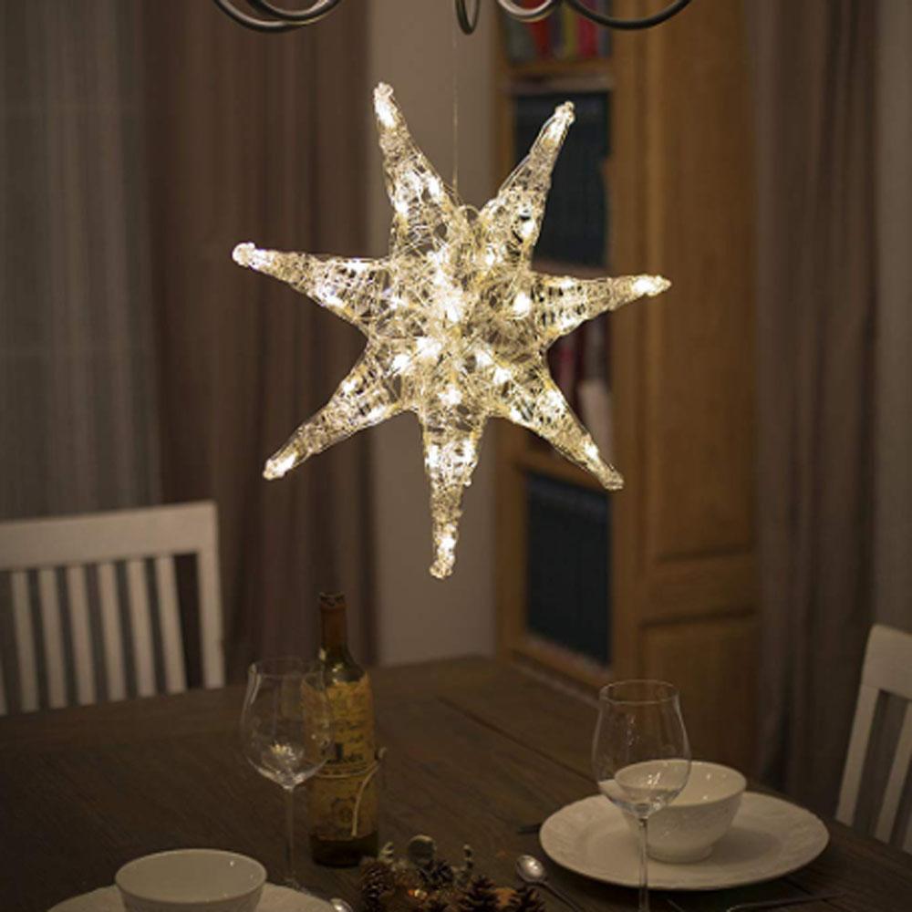 Julestjerne - led-julelys indendørs - 32 lys - 45 x 45 cm - varm hvid - 4x AA