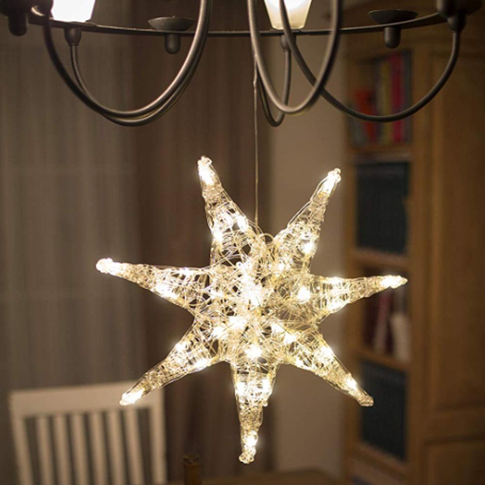 Julestjerne - led-julelys indendørs - 32 lys - 45 x 45 cm - varm hvid - 4x AA