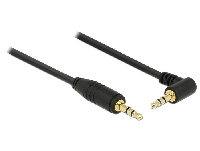 Delock Jackkabel 3,5 mm 3-polet stik > stik vinklet 0,5 m sort - Delock