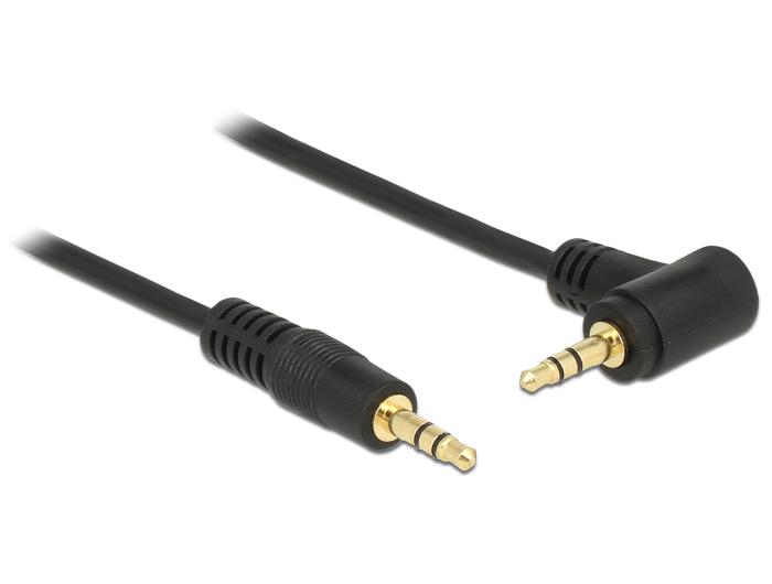 Delock Jackkabel 3,5 mm 3-polet stik > stik vinklet 1 m sort - Delock