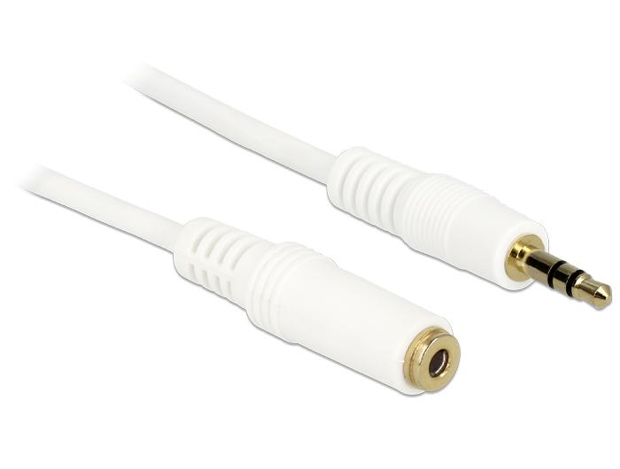 Delock Jackforlængerkabel 3,5 mm 3-polet stik > hun 0,5 m hvid - Delock