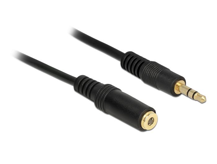 Delock Jackforlængerkabel 3,5 mm 3-polet stik > hun 1 m sort - Delock