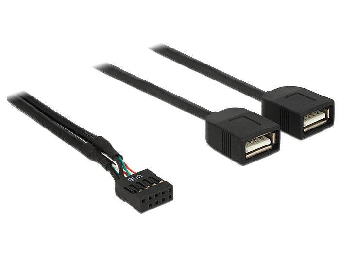 Delock Kabel USB 2.0 Type A 2 x stik til pinheader 40 cm - Delock