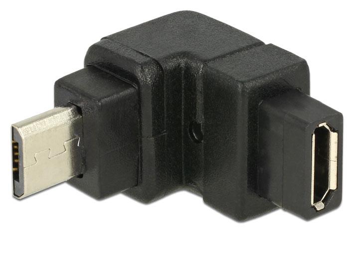 Delock Adapter USB 2.0 Micro B Stik > USB 2.0 Micro B Stikkontakt vinklet o - Delock
