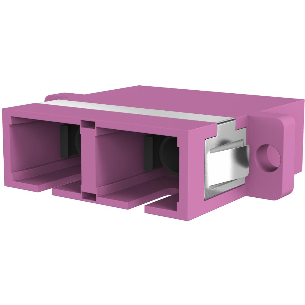 SC/SC duplex-adapter OM4 erika violet, keramisk muffe