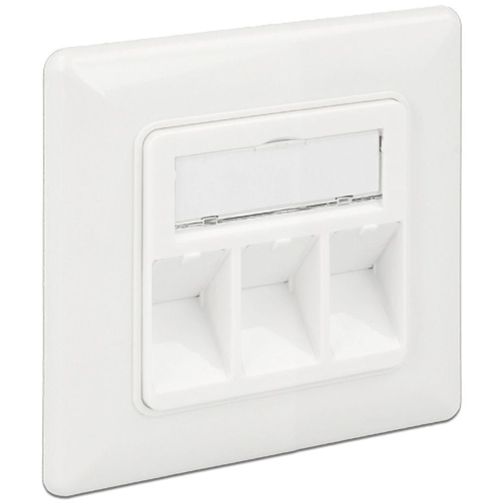 Keystone vægplade 3-ports – 80 × 80 mm – Delock