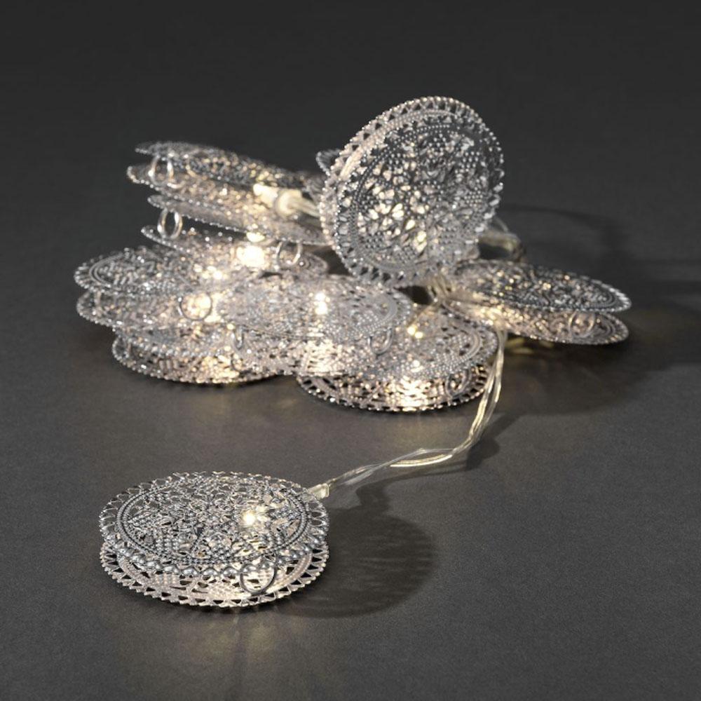 Lysguirlande - led-julelys - 10 lys - 0,9 meter - varm hvid - 3x AA